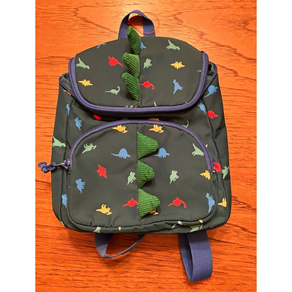 Cat & Jack Mini Dinosaur Print Backpack Green Polyester Zip Adjustable Strap